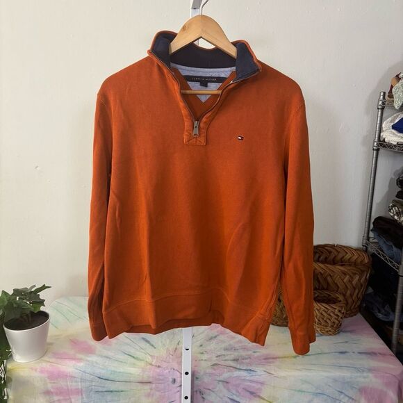 Tommy Hilfiger Orange Zip Up Sweater - Picture 7 of 7